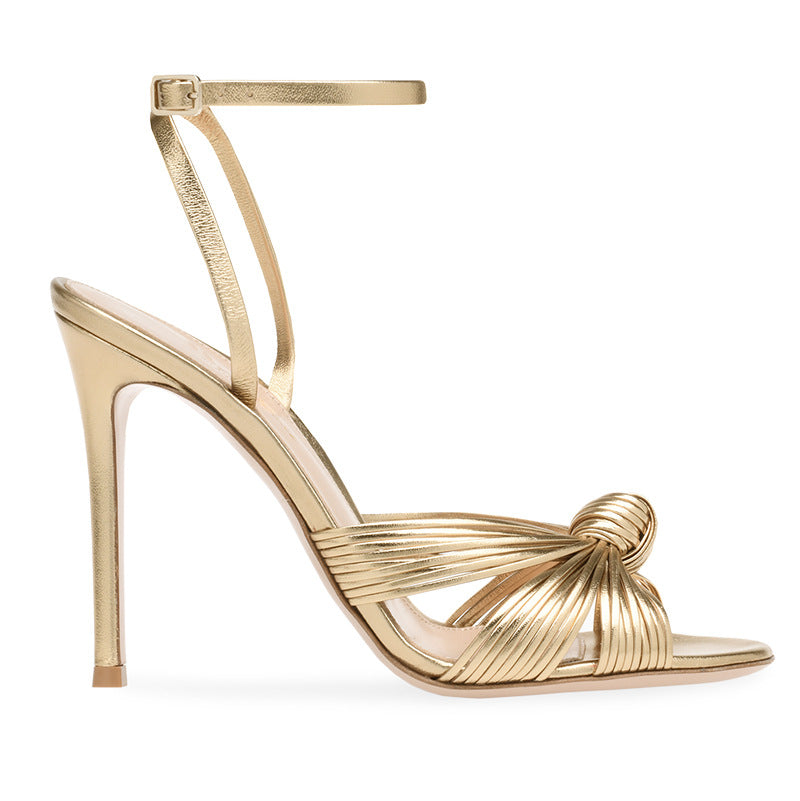 European And American Ladies Plus Size Light Gold PU Stiletto Heels
